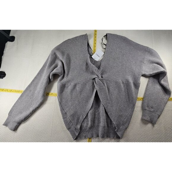 Forever 21 Women's 2X Gray Long Sleeve Twist Front Crop Y2K Cozy Soft - Picture 8 of 14